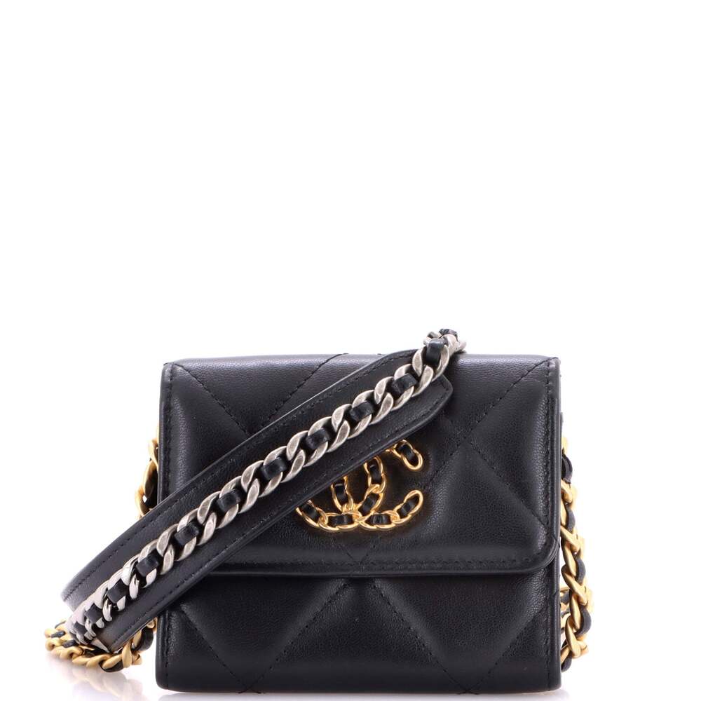 Chanel 19 Card Holder On Chain Quilted #255247C19B